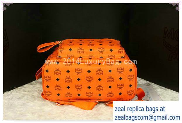 High Quality Replica MCM Stark Backpack Jumbo in Calf Leather 8006 Orange - Click Image to Close